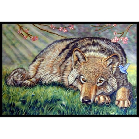 Carolines Treasures Wolf And Hummingbird Indoor and Outdoor Mat- 18 x 27 in. 7356MAT
